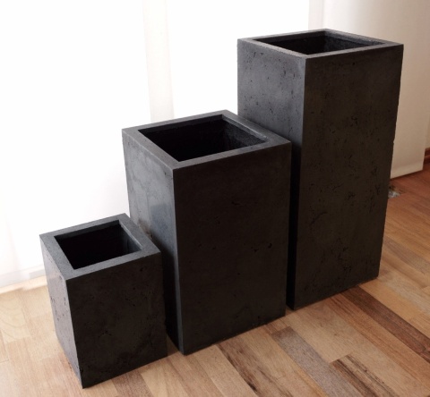 Donica H51cmx31cmx31cm antracyt- beton architektoniczny
