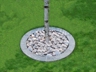Obrzeża do drzew z fugąmi, śr.50cm- szary granit