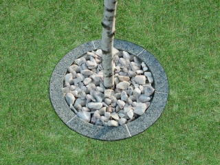 Obrzeża do drzew z fugąmi, śr.50cm- szary granit