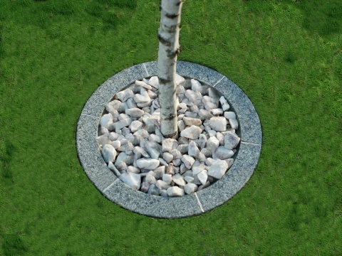 Obrzeża do drzew z fugąmi, śr.50cm- szary granit